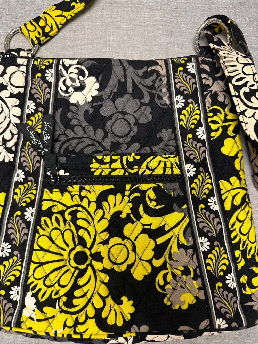 Vera Bradley Black and Yellow Floral Quilted Crossbody Bag